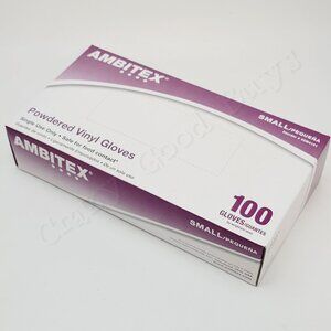 100 Ambitex Food Grade Powdered Vinyl Gloves, Disposable, Small  VSM4101